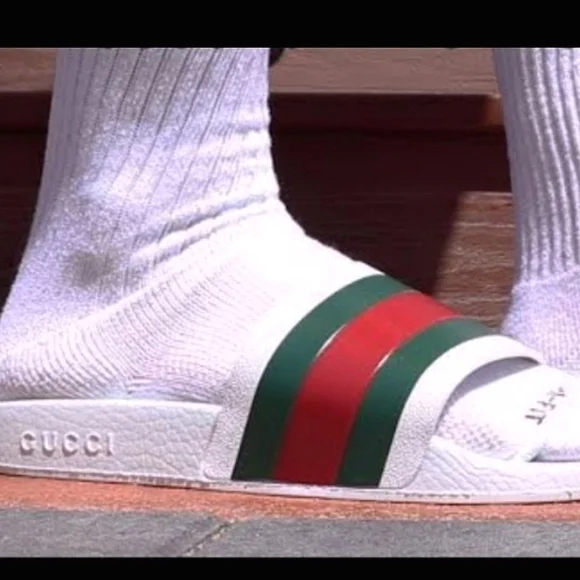 NWT$400 GUCCI Signature Pursuit 72 Stripe Slip-on Slide Sandals Sz 10G (10.5) - Picture 4 of 16